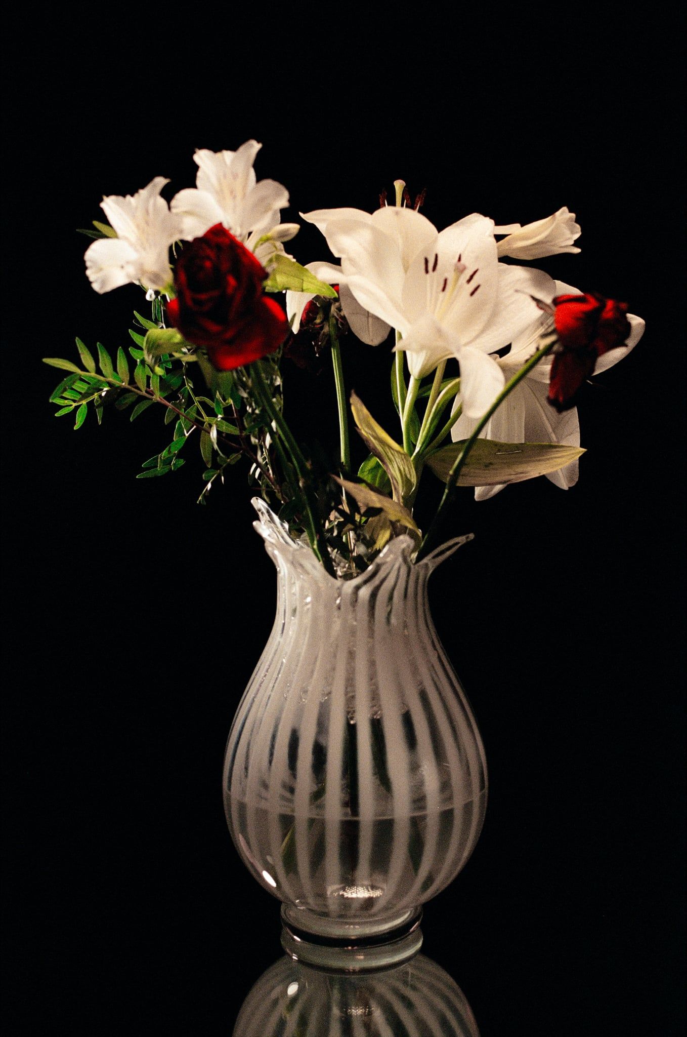White cane vase with a crown-like rim