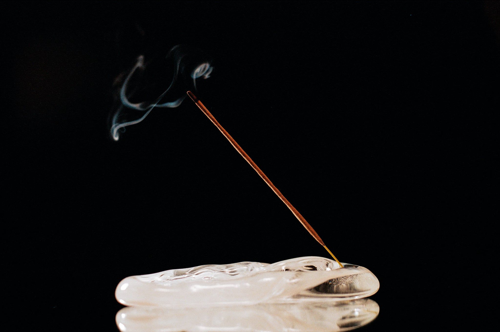 Clear glass incense holder